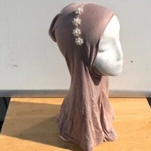Tan Fancy Pearl Decoration Ninja Hijab